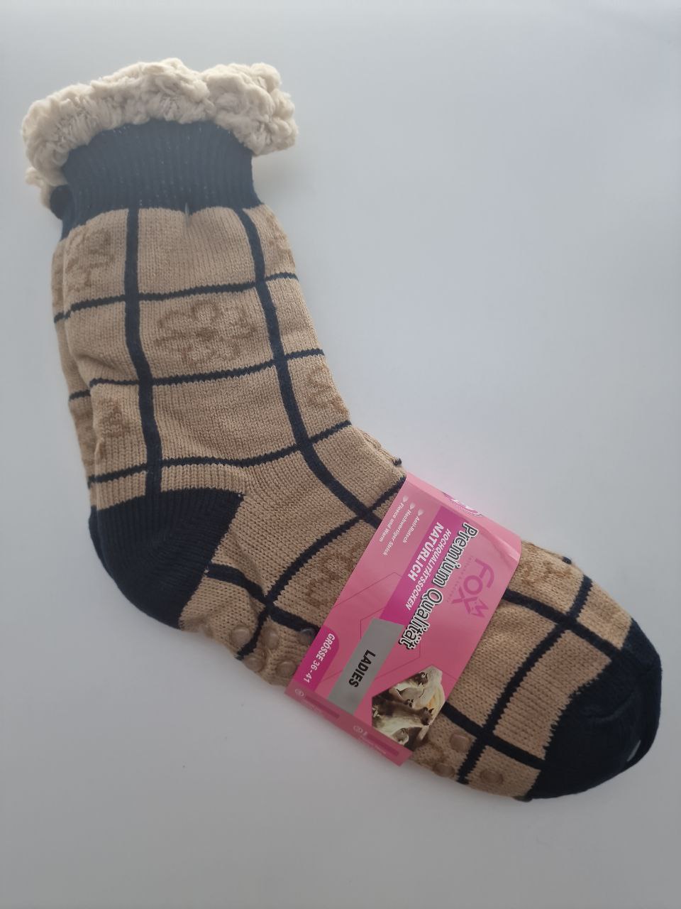 Hüttensocken mit Fleece – warme rutschfeste Kuschelsocken