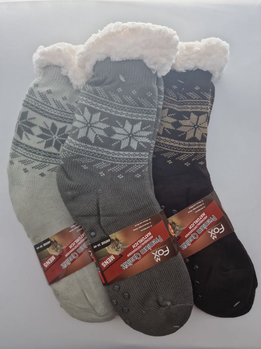 Hüttensocken „Oleos“ – warme rutschfeste Kuschelsocken mit Fleece