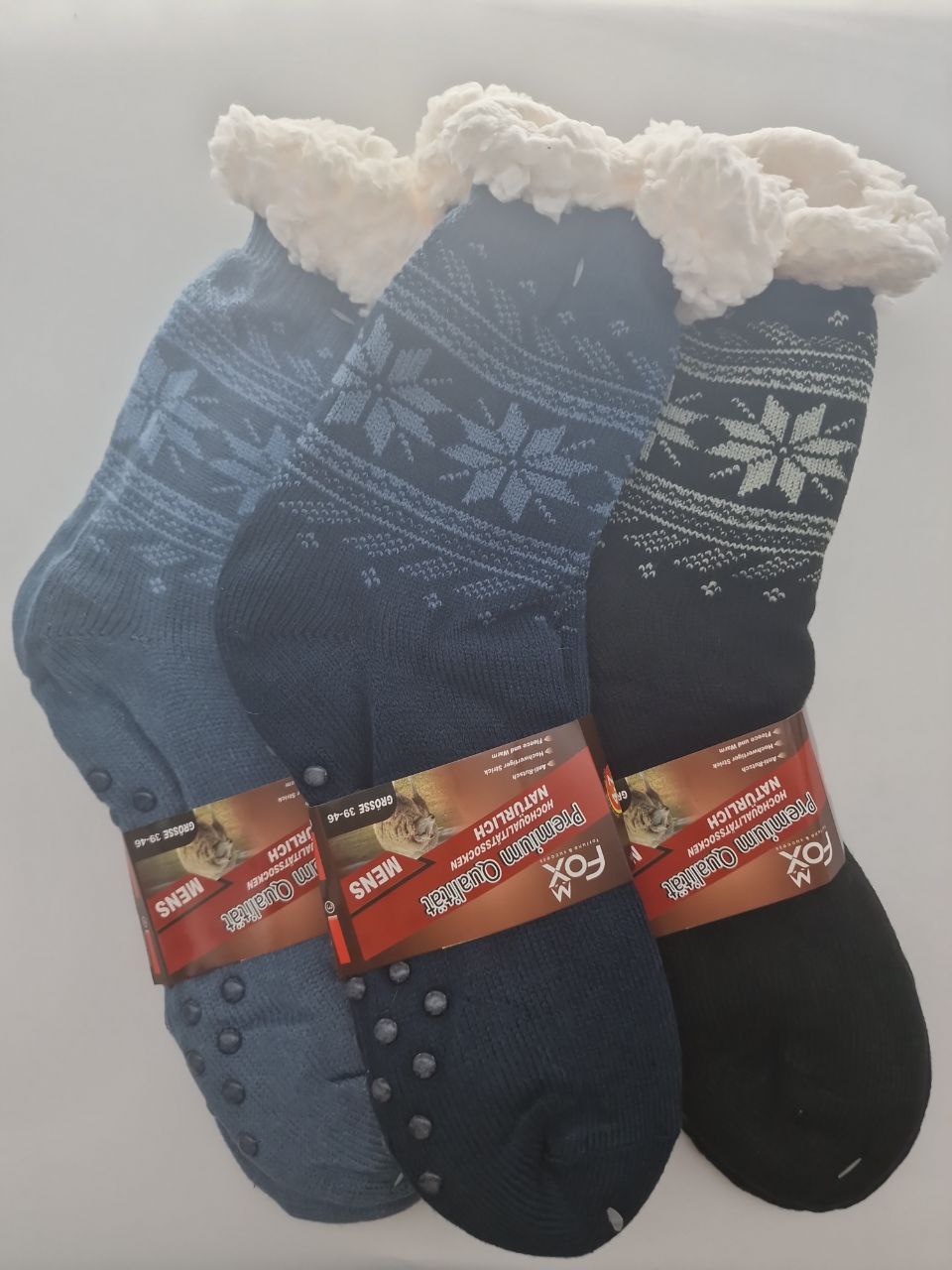 Hüttensocken „Oleos“ – warme rutschfeste Kuschelsocken mit Fleece