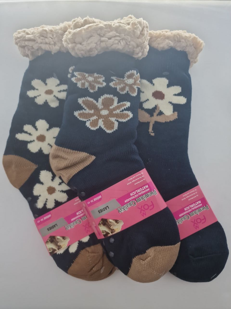 Hüttensocken mit Fleece – warme rutschfeste Kuschelsocken