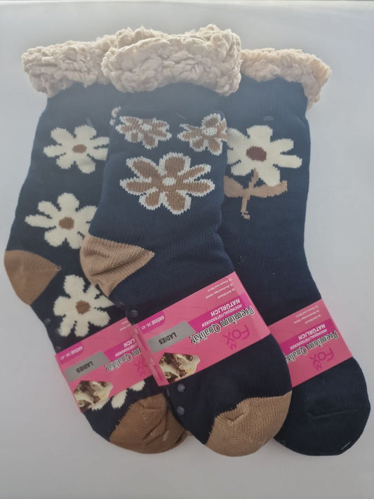 Hüttensocken mit Fleece – warme rutschfeste Kuschelsocken