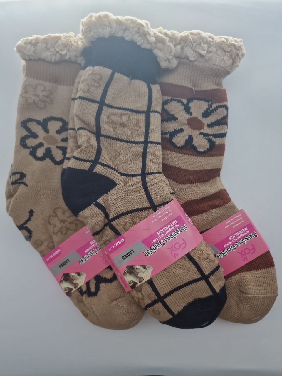 Hüttensocken mit Fleece – warme rutschfeste Kuschelsocken