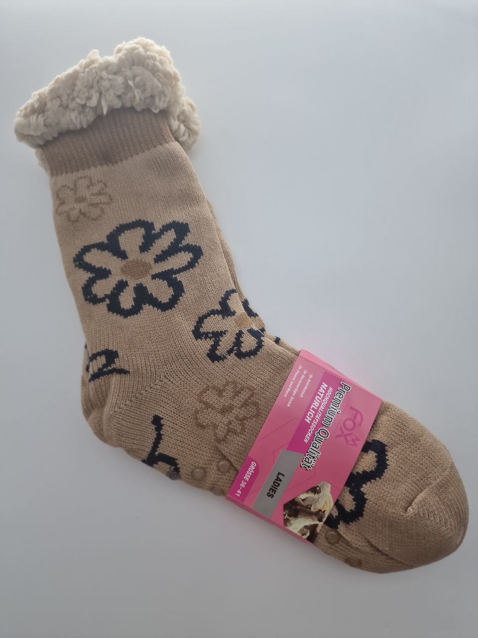 Hüttensocken mit Fleece – warme rutschfeste Kuschelsocken