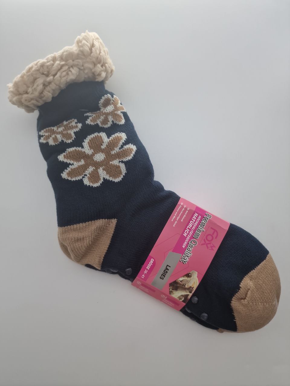 Hüttensocken mit Fleece – warme rutschfeste Kuschelsocken