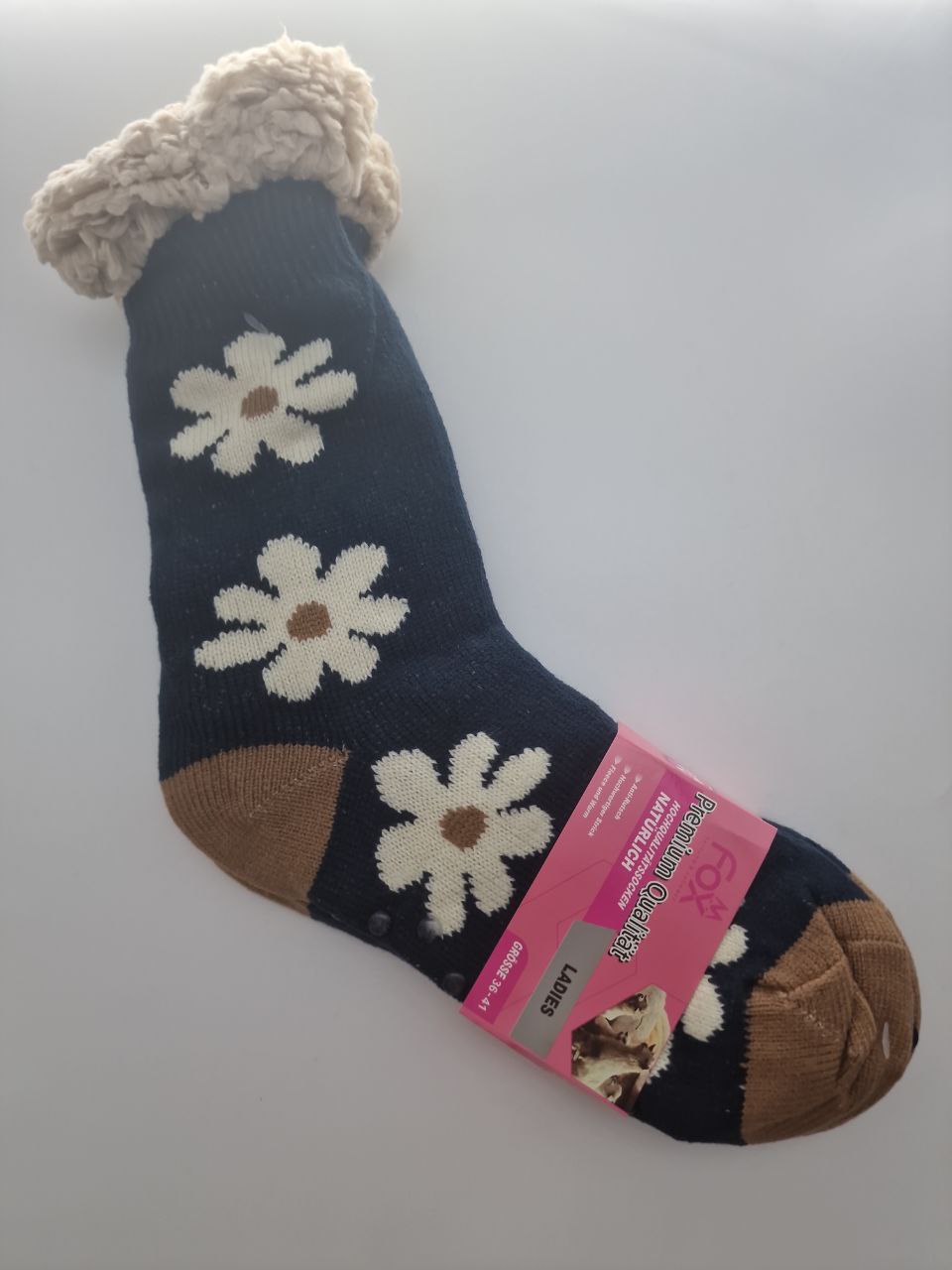 Hüttensocken mit Fleece – warme rutschfeste Kuschelsocken