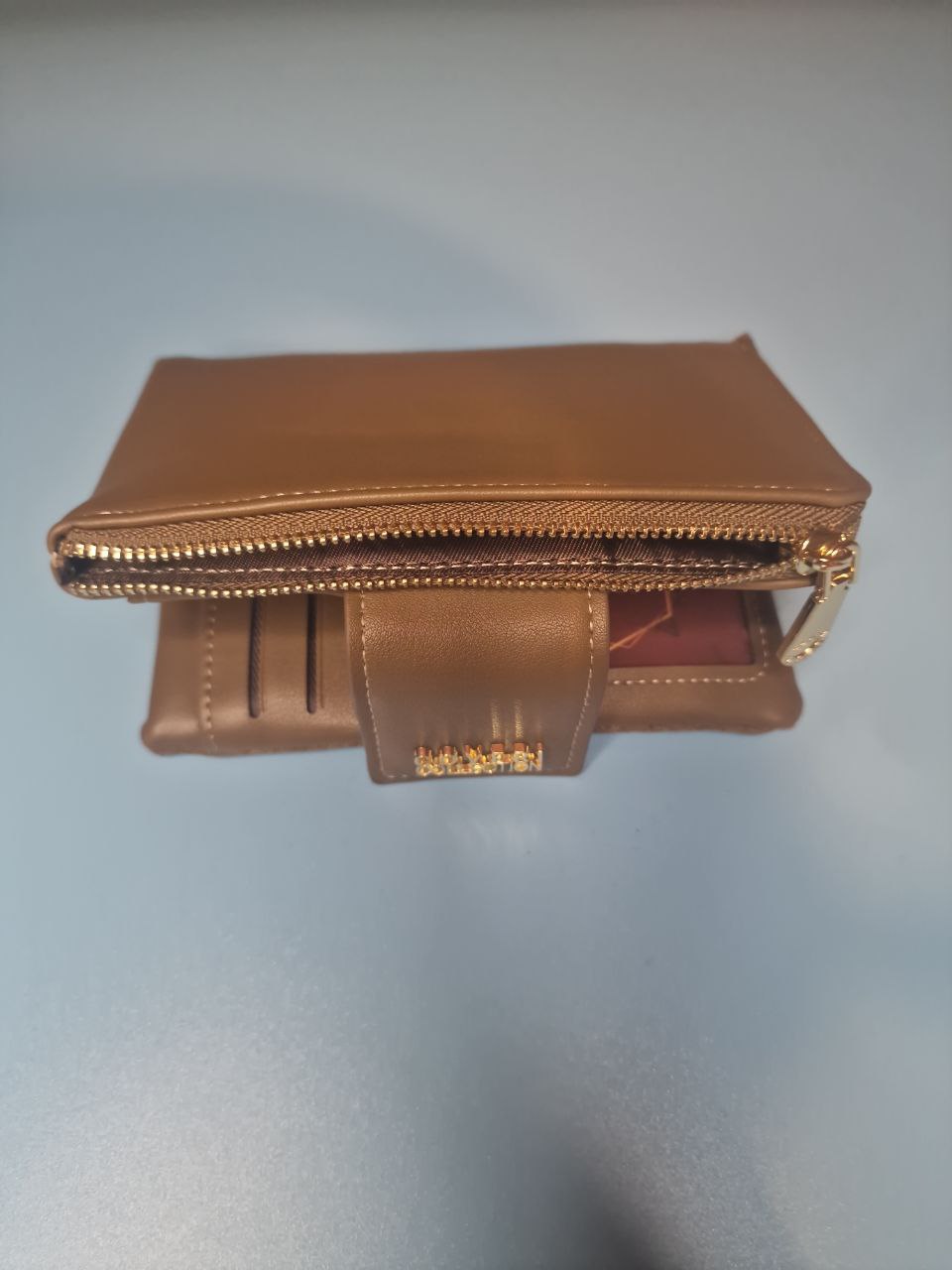 Damen Portemonnaie aus Kunstleder mit Reißverschluss & Druckknopf